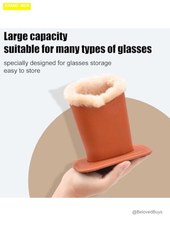 Plush Lined PU Leather Sunglasses Holder Organizer Pouch for Living Room main image 6